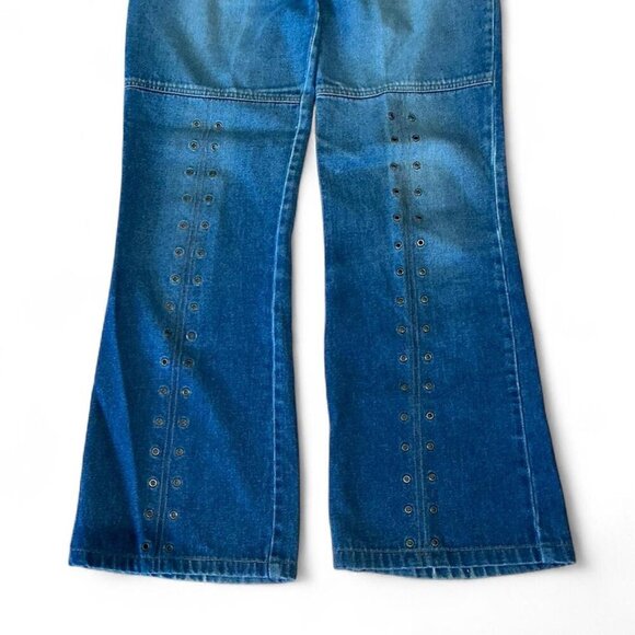 Vintage Clio Flare Denim Jeans With studded eyelet detail size 8 - Picture 2 of 4